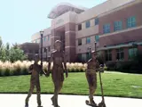 Statues of 3 children outside Meridian City Hall