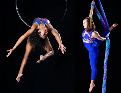 woman performs circus acts