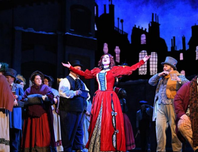 Opera singer performing on stage